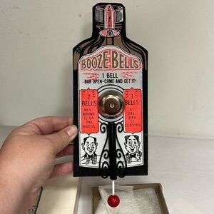 Vintage MCM Ring the‎ Booze Bell Mid-Century Modern Funny Barware Wood Decor